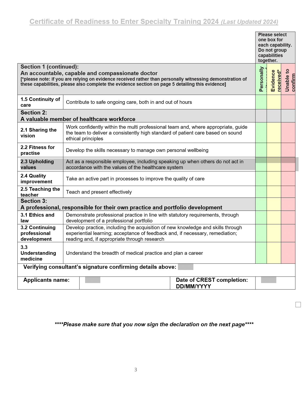 CREST Form Page 3