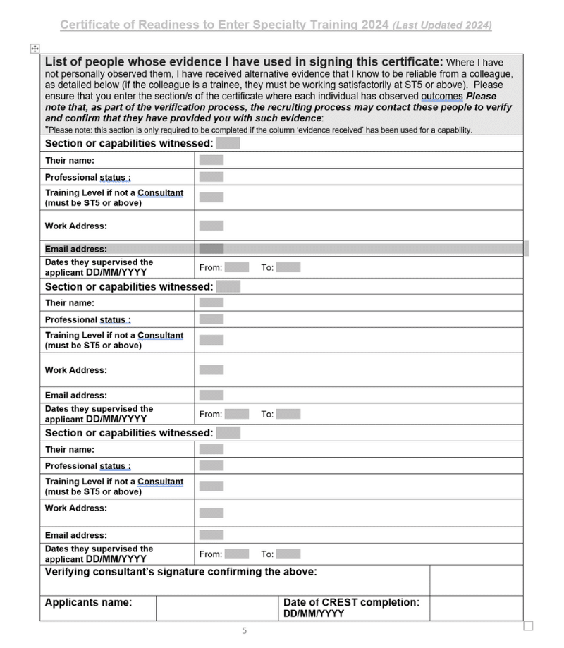 CREST Form Page 5
