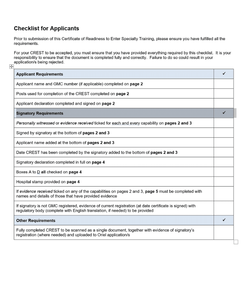 CREST Form Page 6