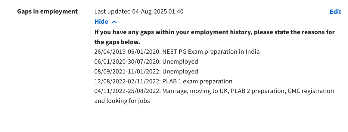 Clinical Gaps in employment