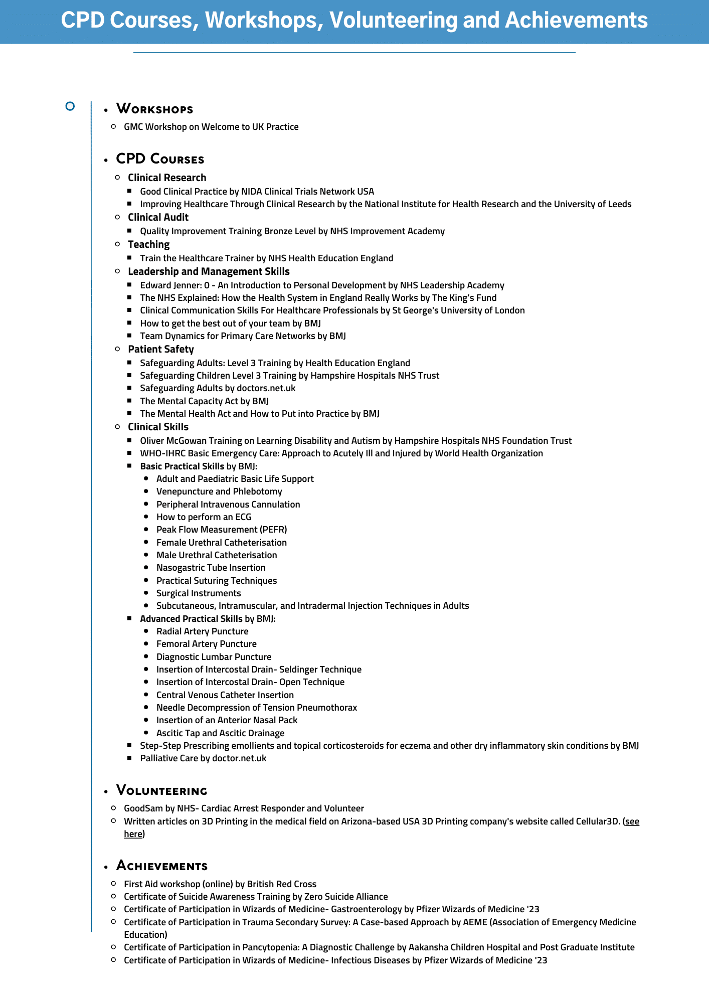 Free CPD Courses List for Doctors
