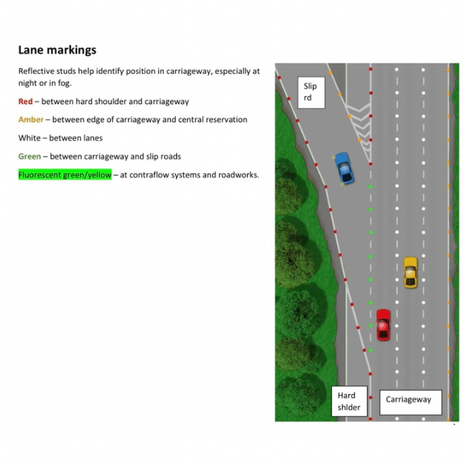 Reflective Studs on Lane Carriageway